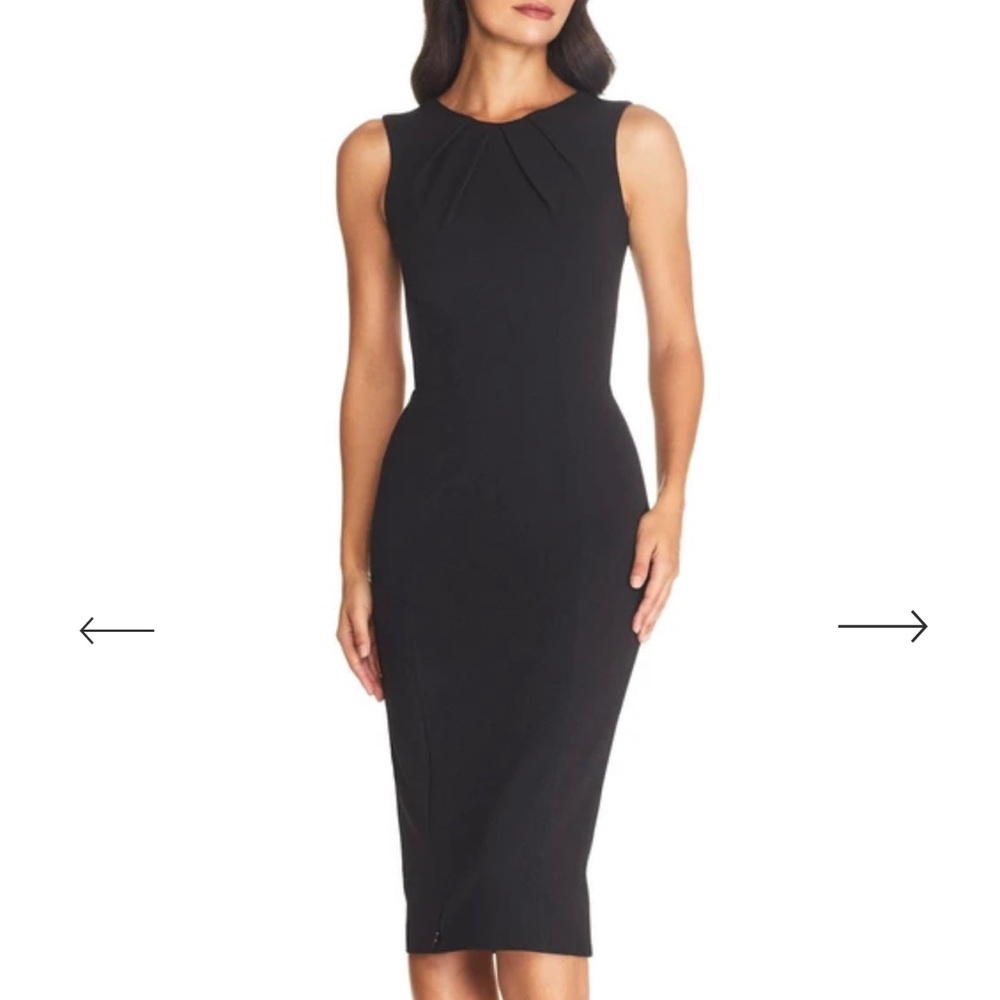Dress the Population Black Midi Dress with Slit - Picture 2 of 4